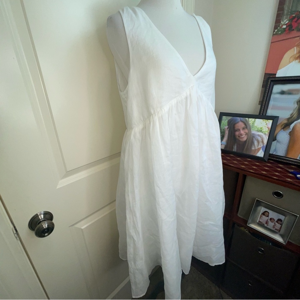 J Crew Double V Neck Ramie Cotton Sleeveless Dress M - Picture 6 of 17